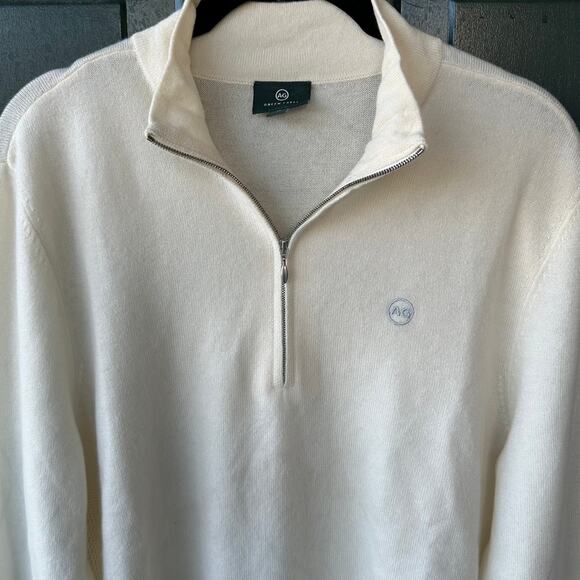 NWOT AG Green Label Half Zip Sweater M Cashmere Blend Cream Soft Luxury Knit - Picture 1 of 8